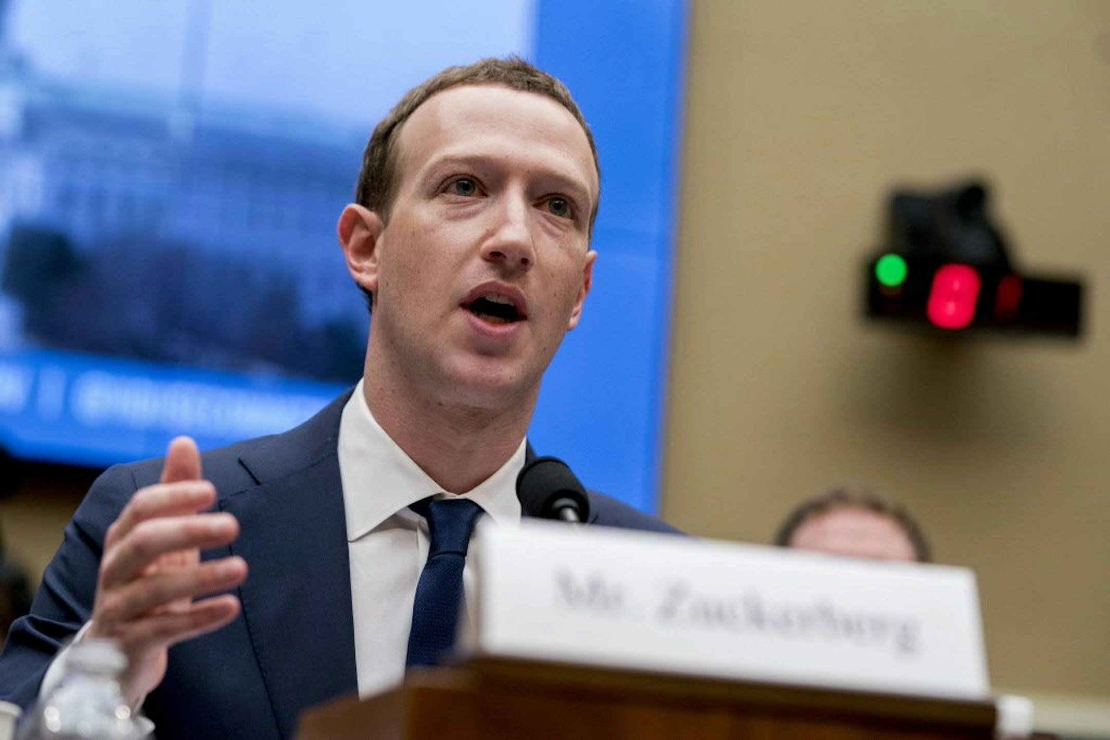 Facebook CEO Mark Zuckerberg testifies before a House Energy and Commerce hearing on Capitol Hill in Washington, Wednesday, April 11, 2018, about the use of Facebook data to target American voters in the 2016 election and data privacy.