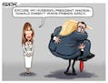 Sack cartoon: Trump and Macron