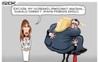 Sack cartoon: Trump and Macron