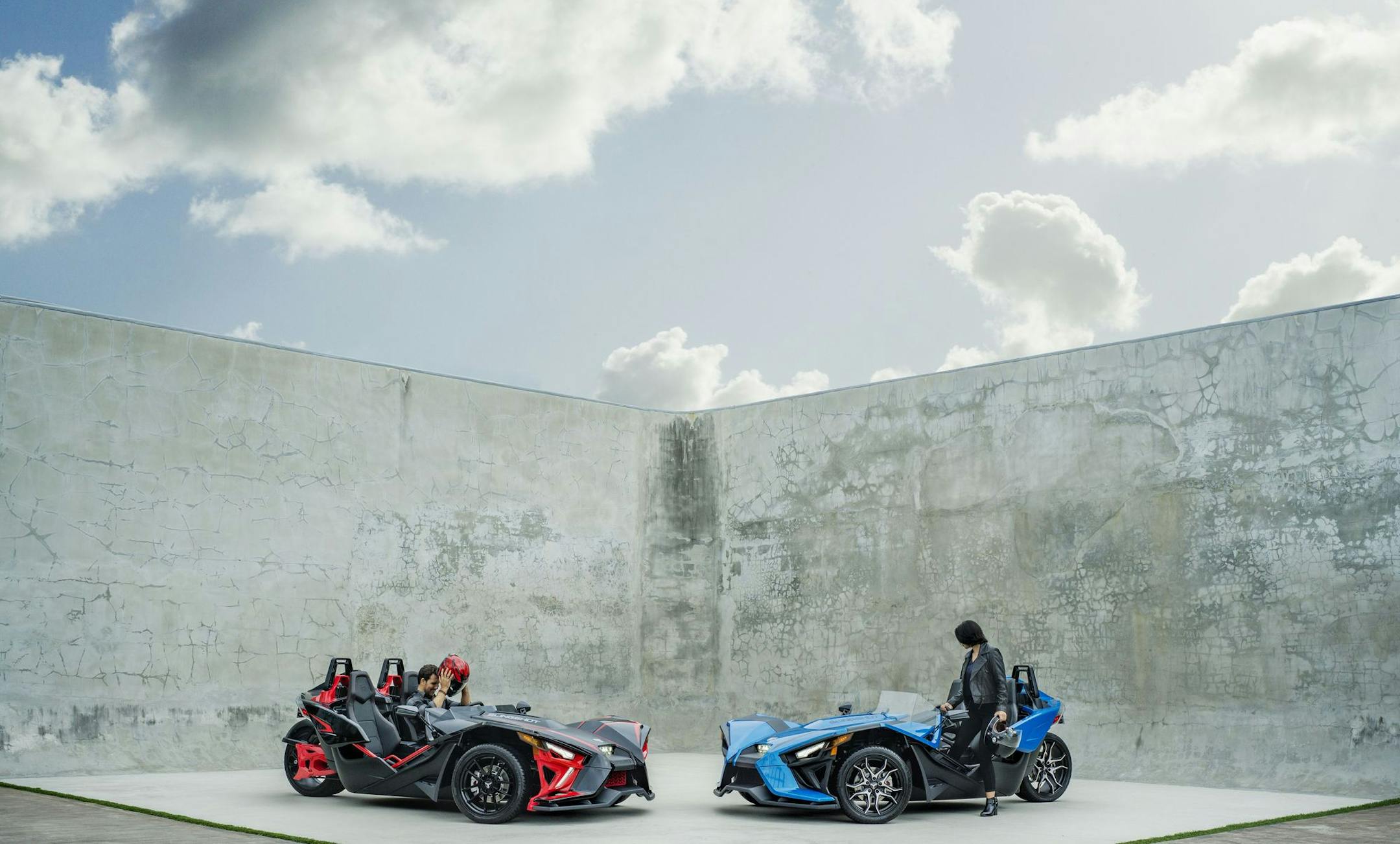 NEW SLINGSHOT HITS THE ROAD Medina-based Polaris Inc. launched its redesigned Slingshot in Las Vegas on Tuesday night. The new three-wheel, Batmobile-like roadster now has automatic transmission and a company-made four-cylinder engine. Polaris previously used an engine from General Motors.