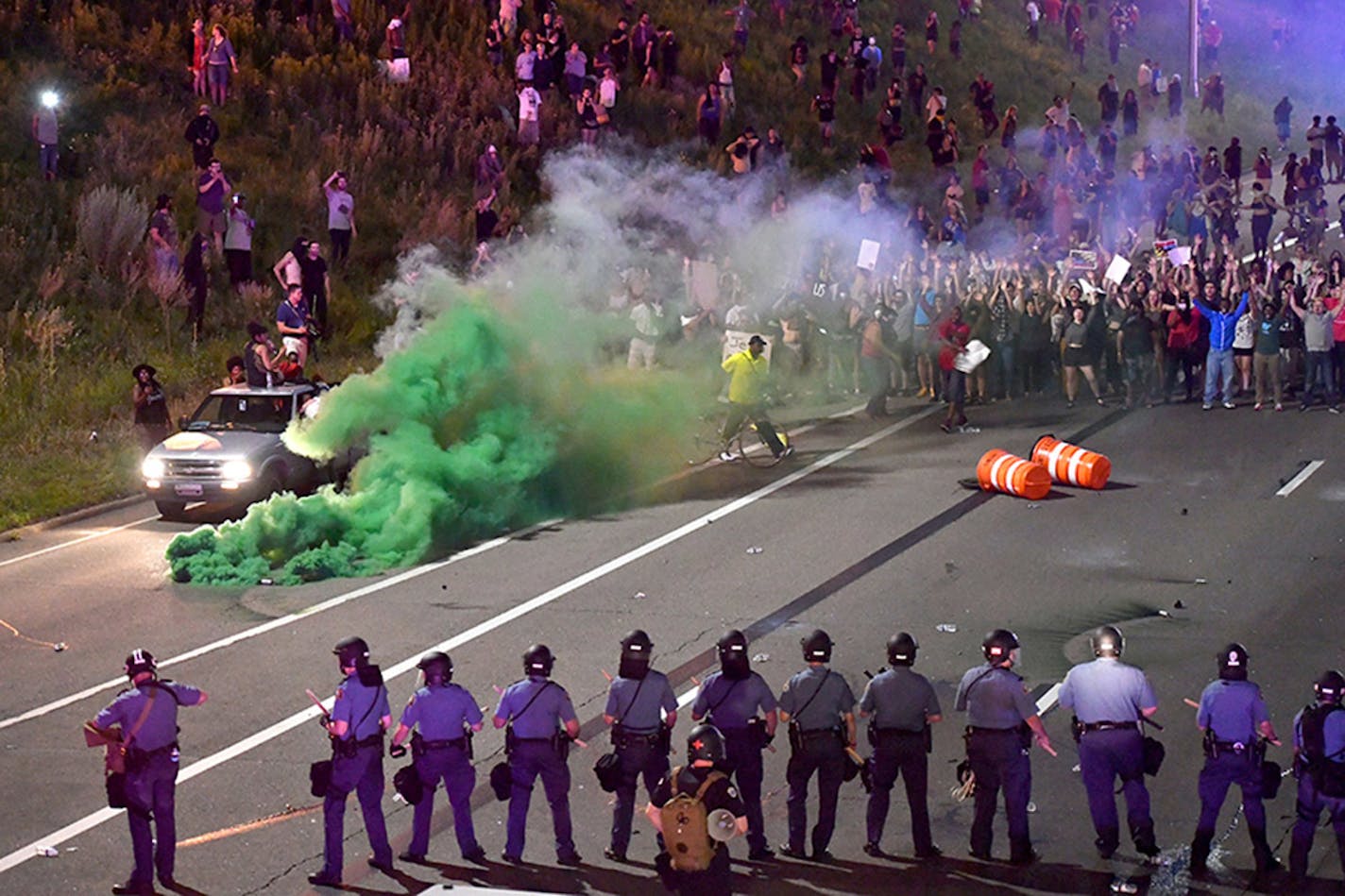 Days after the fatal police shooting of Philando Castile, protesters blocked part of Interstate 94 west of downtown St. Paul.