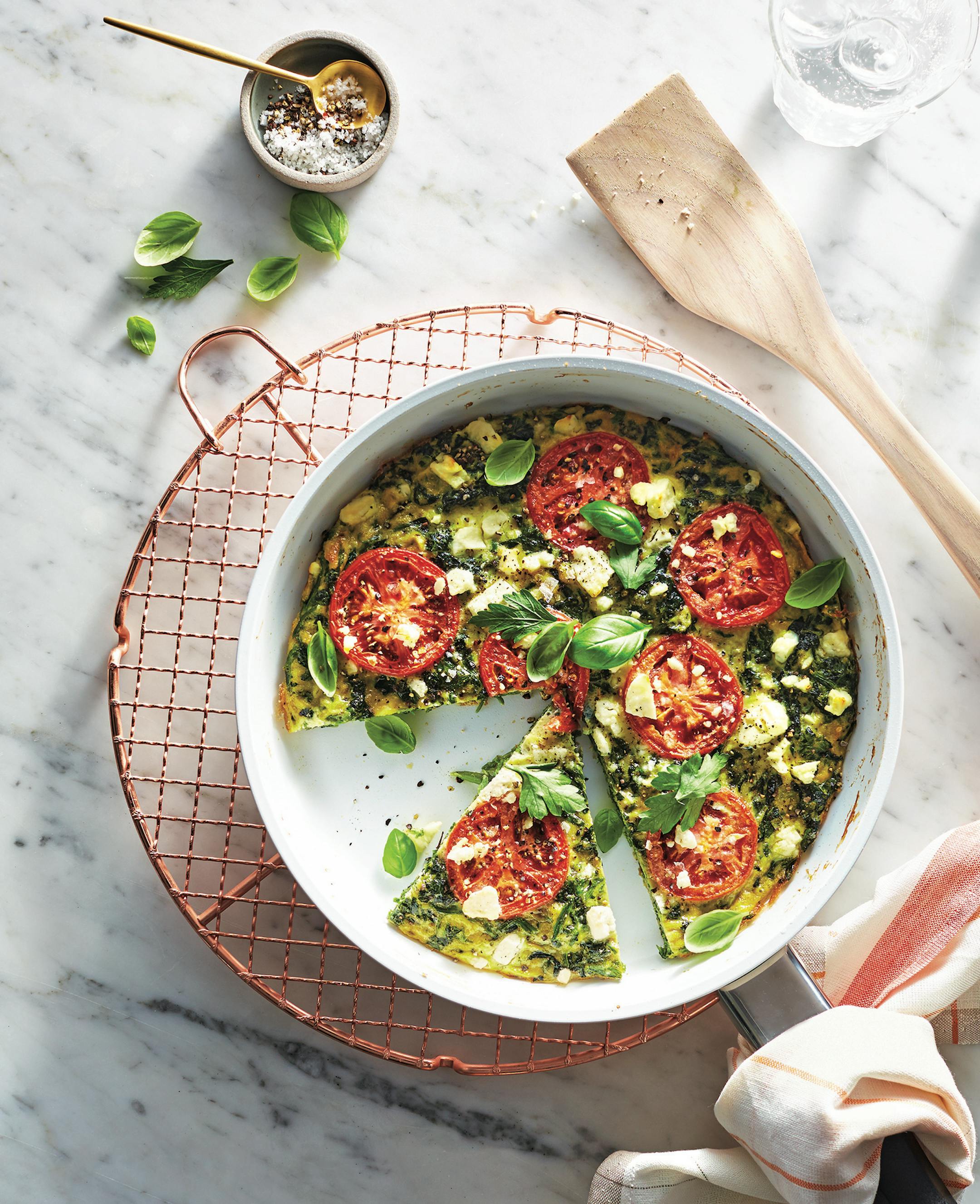 Fresh Food Fast: Frittata with Greens tomato and Feta Photography Caitlin Bensel; Prop Styling Kay Clarke; Food Styling Margaret Dickey
Courtesy of Time Inc. Books/Caitlin Bensel