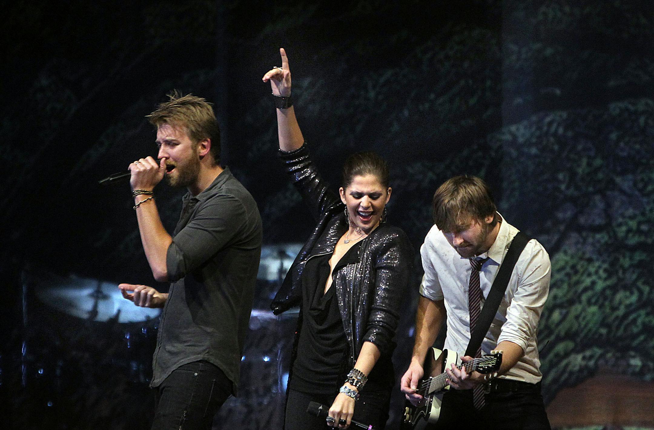 Lady Antebellum performed before an enthusiastic crowd at Northrop Auditorium. Members are (l to r): Charles Kelley, Hillary Scott and Dave Haywood.
