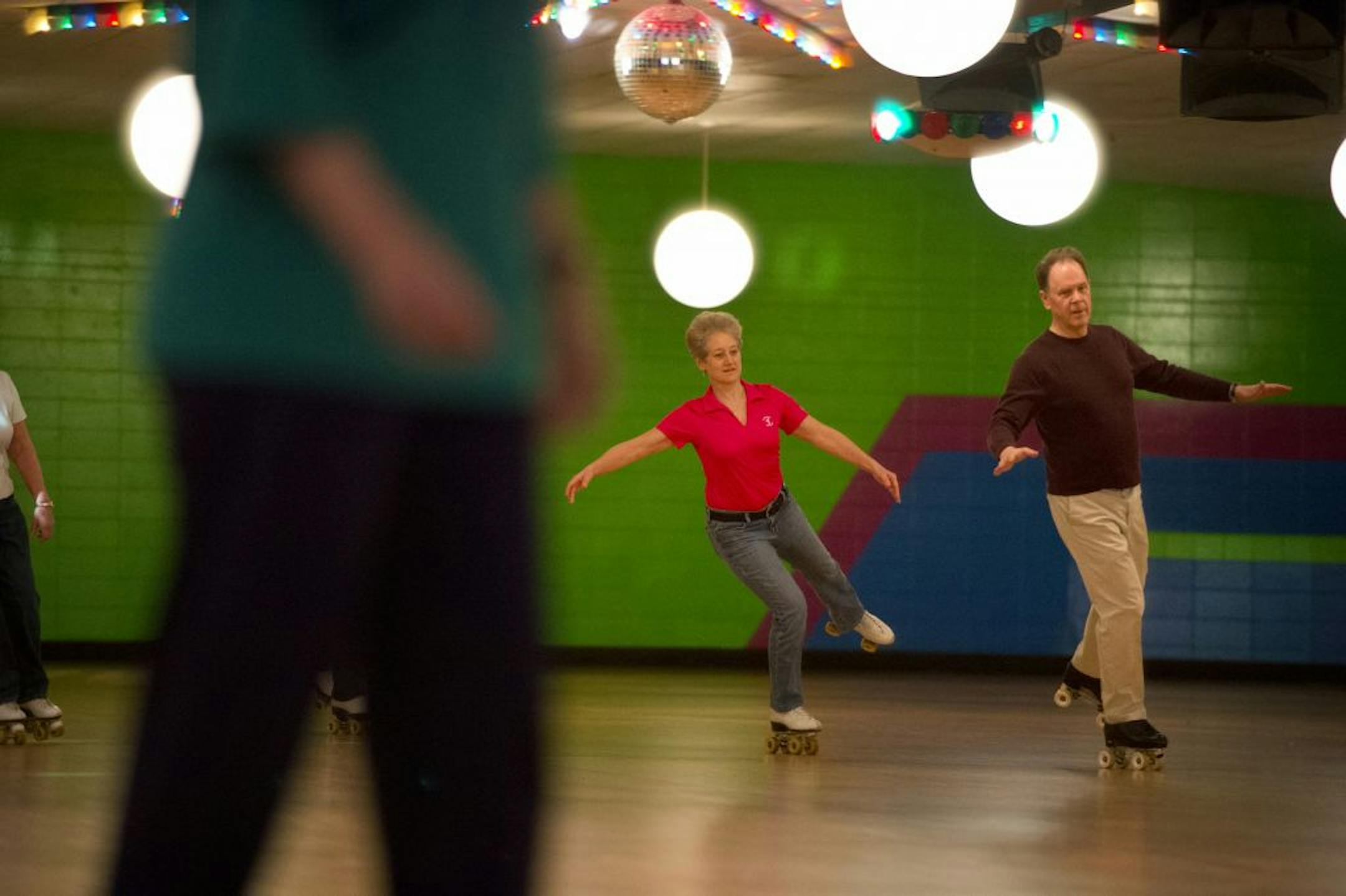 Shelley O'Neil and Craig Harrington made their way around the floor at Skateville in Burnsville, Wednesday, February 13, 2013 Skateville will begin hosting ballroom dancing on the third Tuesday of each month starting February 19.