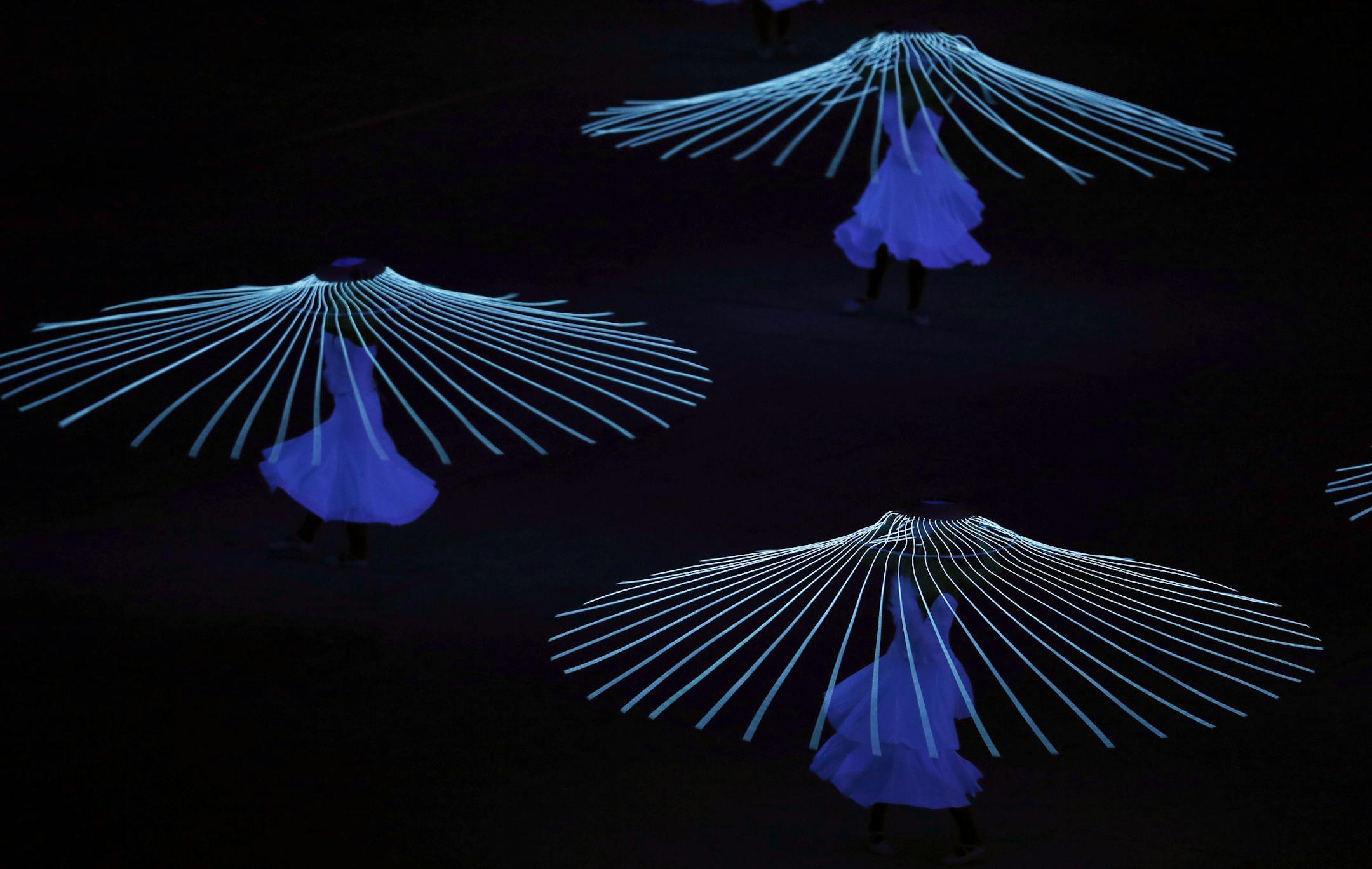 Dancers performed Dove of Peace at Fisht Olympic Stadium during Opening Ceremonies of the 2014 Sochi Winter Olympics. ] CARLOS GONZALEZ cgonzalez@startribune.com - February 7, 2013, Adler, Russia, Sochi 2014 Winter Olympics, Opening Ceremonies, Fisht Olympic Stadium