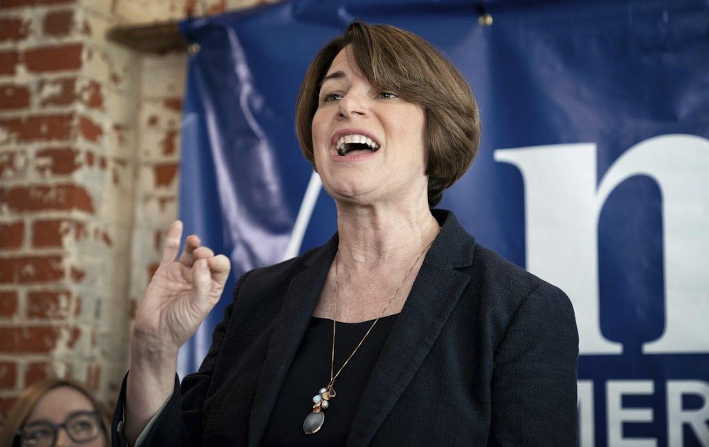 Democratic presidential candidate Sen. Amy Klobuchar, D-Minn., campaigns in Eau Claire, Wis., on Saturday, Feb. 16, 2019.