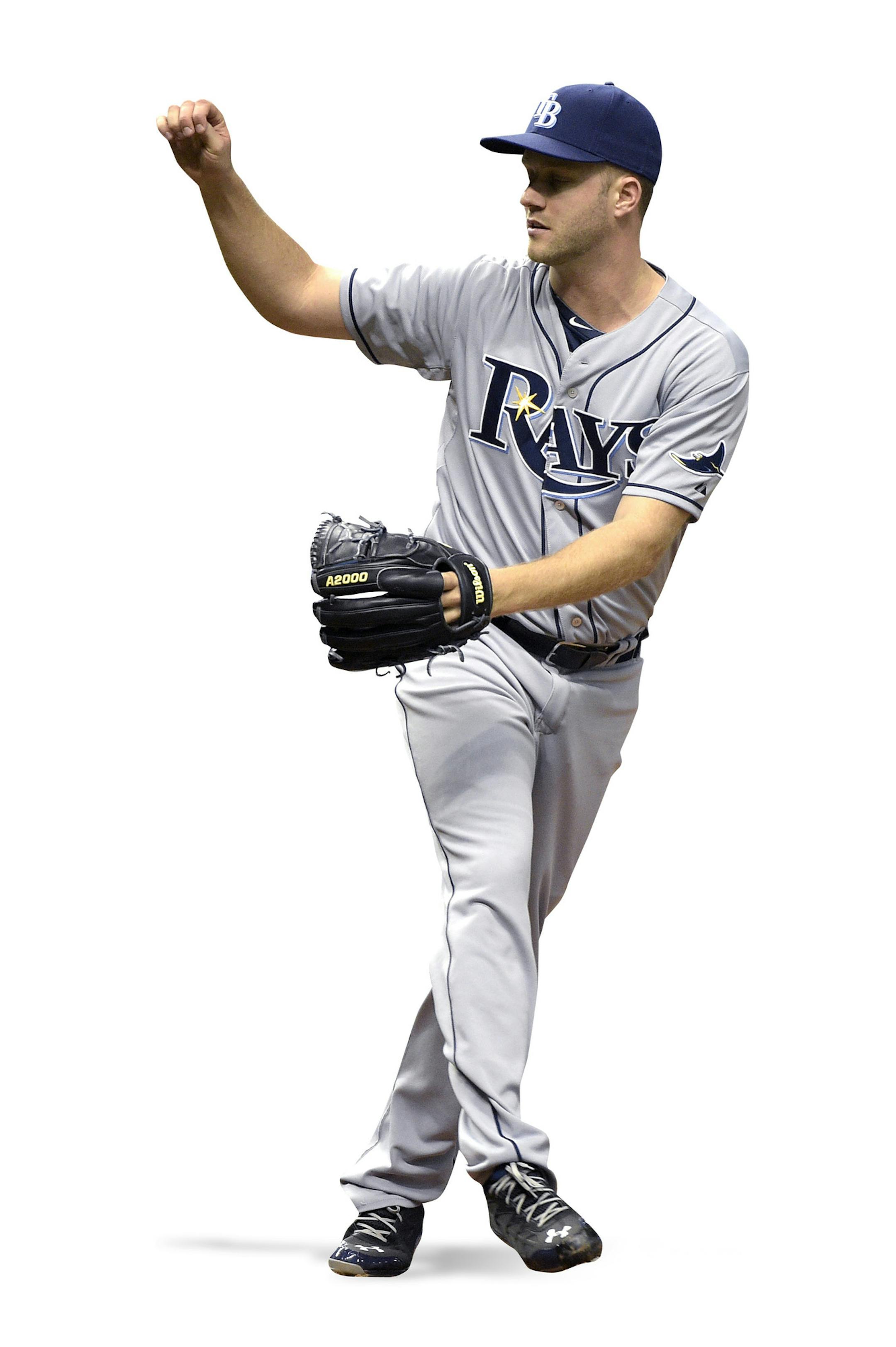 Tampa Bay Rays pitcher Brad Boxberger watches as he gets the final out of the ninth inning of a baseball game against the Baltimore Orioles in St. Petersburg, Fla., Friday, May 1, 2015. The Rays won 2-0.(AP Photo/Phelan M. Ebenhack) ORG XMIT: SPD116