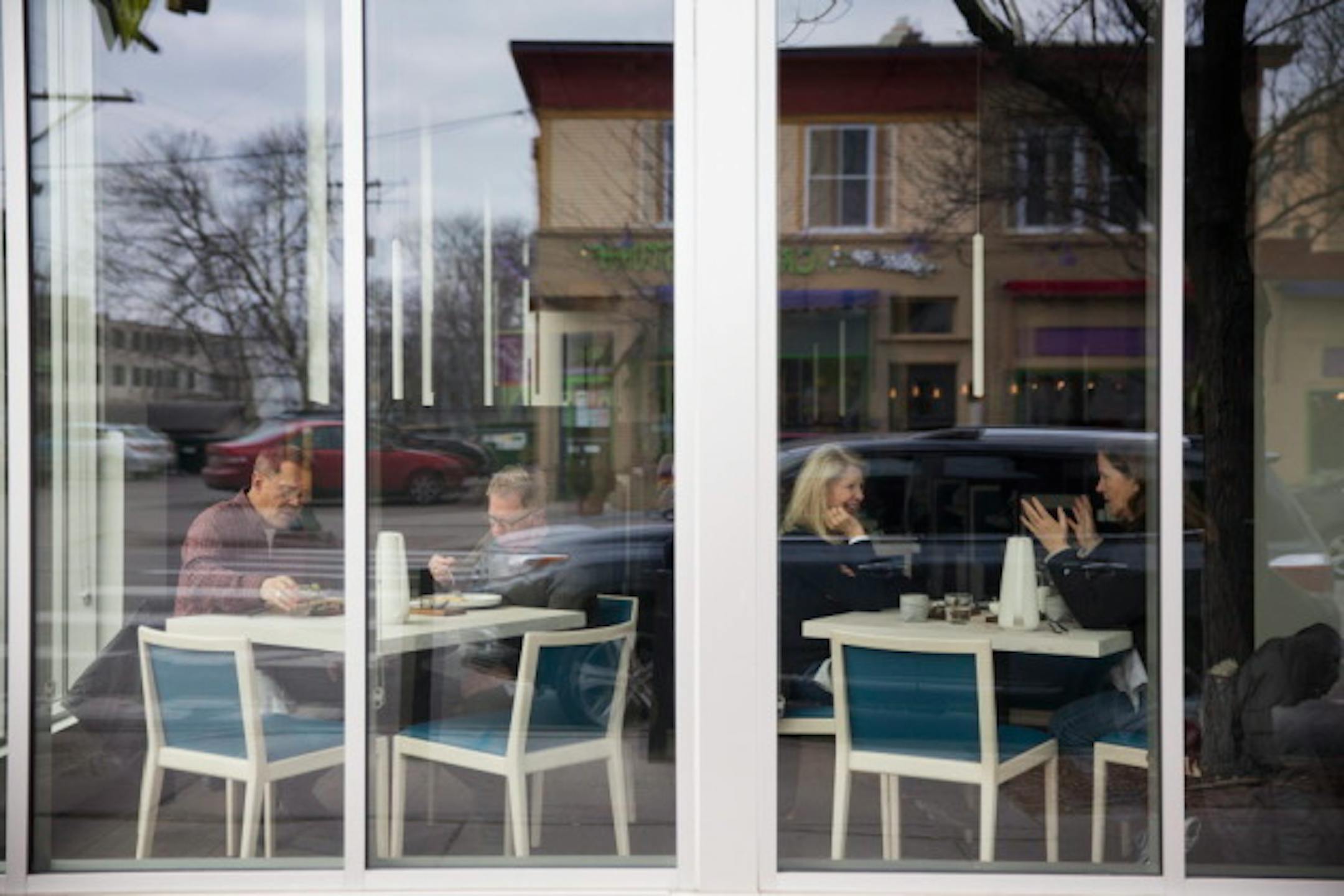 Diners seen from outside of Upton 43. ] (Leila Navidi/Star Tribune) leila.navidi@startribune.com   BACKGROUND INFORMATION: Upton 43, a contemporary Swedish restaurant in the Linden Hills neighborhood of Minneapolis on Thursday, March 3, 2016.