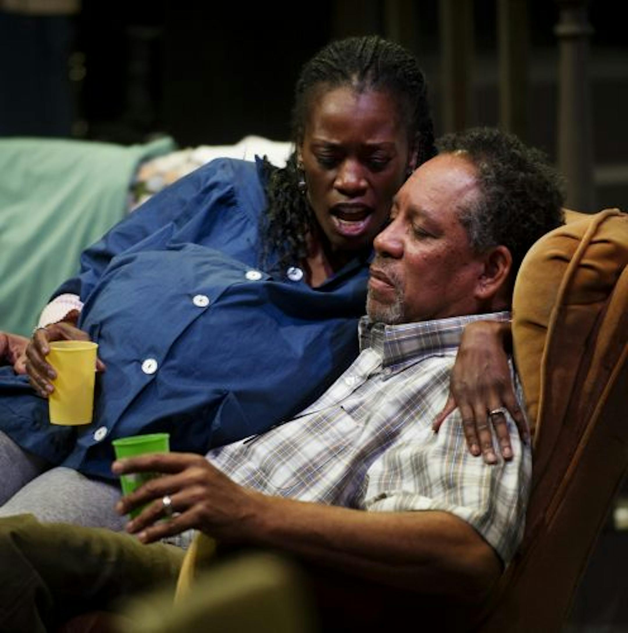 Veteran actor James Craven makes his debut at Pillsbury House Theatre playing a dying patriarch in "Broke-ology." Seen here with Sonja Parks, who plays his wife.