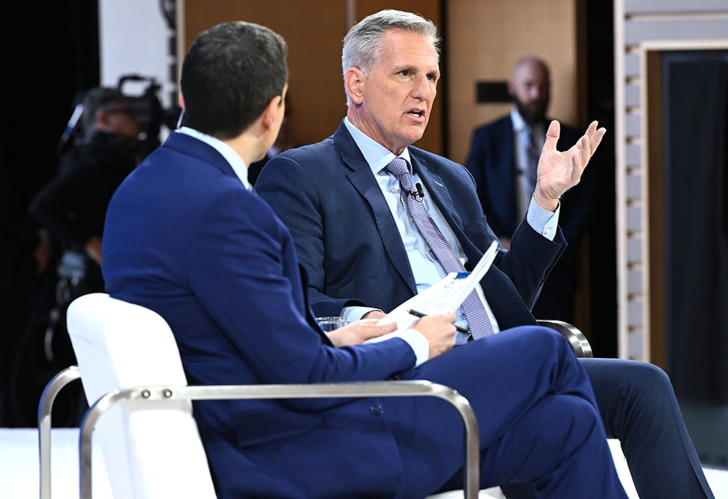 Former Speaker of the U.S. House of Representatives Rep. Kevin McCarthy (R-CA) speaks onstage during The New York Times Dealbook Summit 2023 at Jazz at Lincoln Center on Nov. 29, 2023, in New York City. (Slaven Vlasic/Getty Images for The New York Times/TNS) ORG XMIT: 96591508W