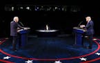 President Donald Trump and Democratic presidential candidate former Vice President Joe Biden participate in the final presidential debate at Belmont U