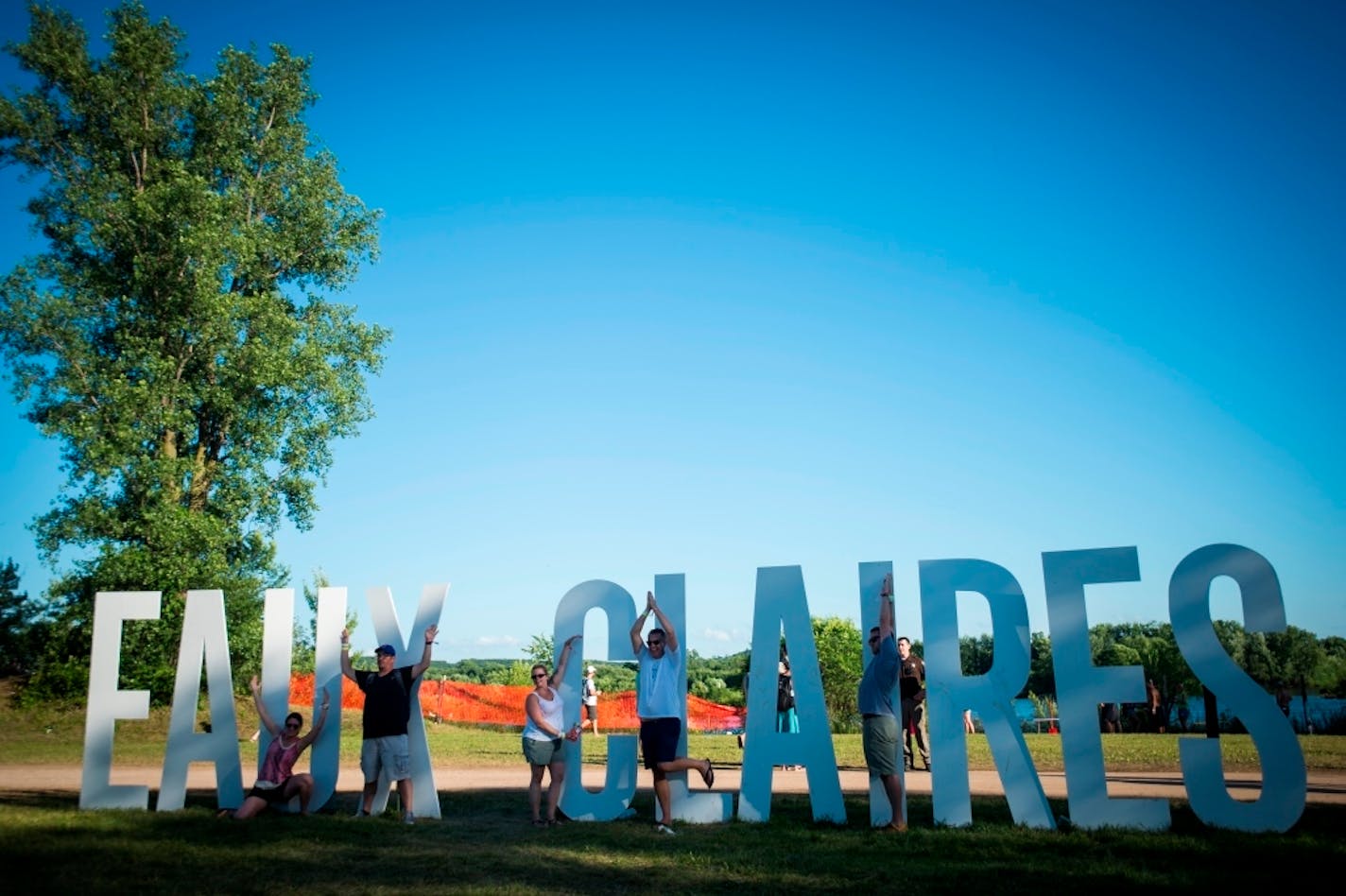 Fans took advantage of the photo-op overlooking the Chippewa River on the grounds of the Eaux Claires Music & Art Festival in 2015.