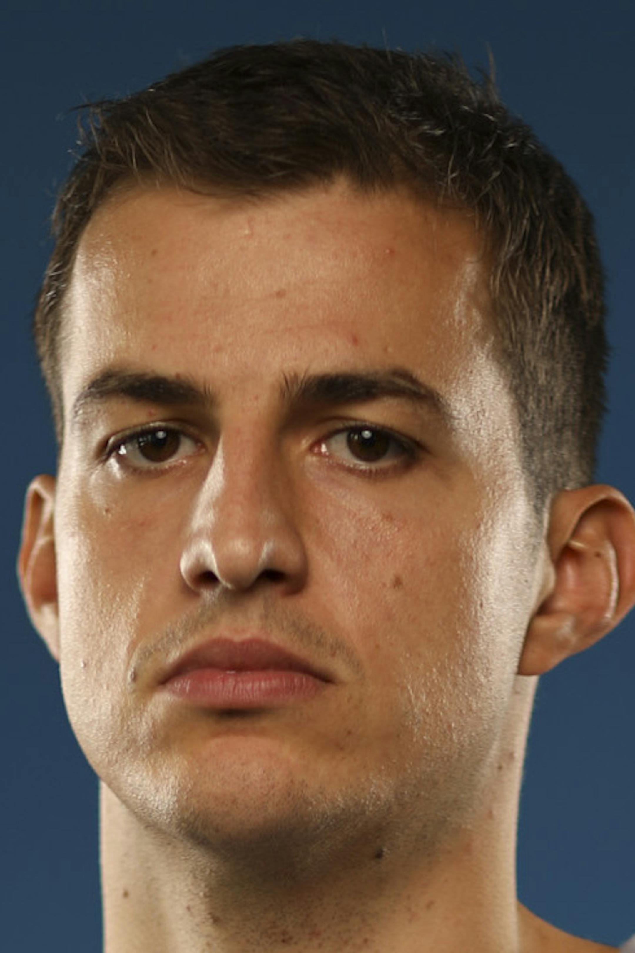 Timberwolves forward Nemanja Bjelica during a portrait session at Media Day Monday afternoon. ] JEFF WHEELER ï jeff.wheeler@startribune.com The Minnesota Timberwolves held their Media Day Monday afternoon, September 26, 2016 at Mayo Clinic Square in Minneapolis.