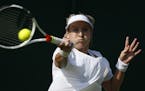 Bethanie Mattek-Sands of Rochester was returning a ball against Romania's Sorana Cirstea during their Women's Singles Match at Wimbledon when she suff