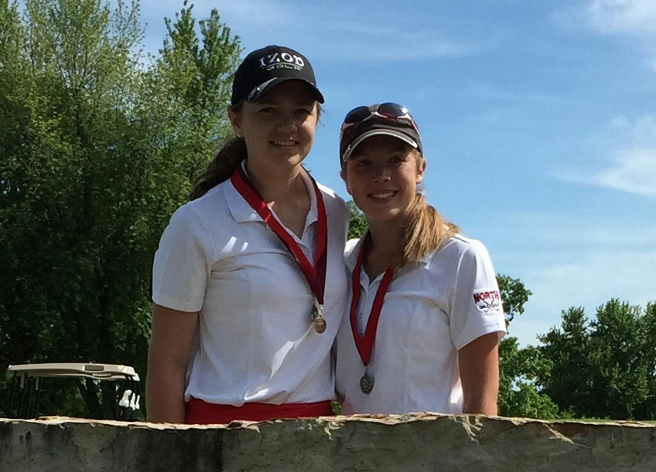 Megan Welch, right, and Brianna Vetter, left, Lakeville North girls golf