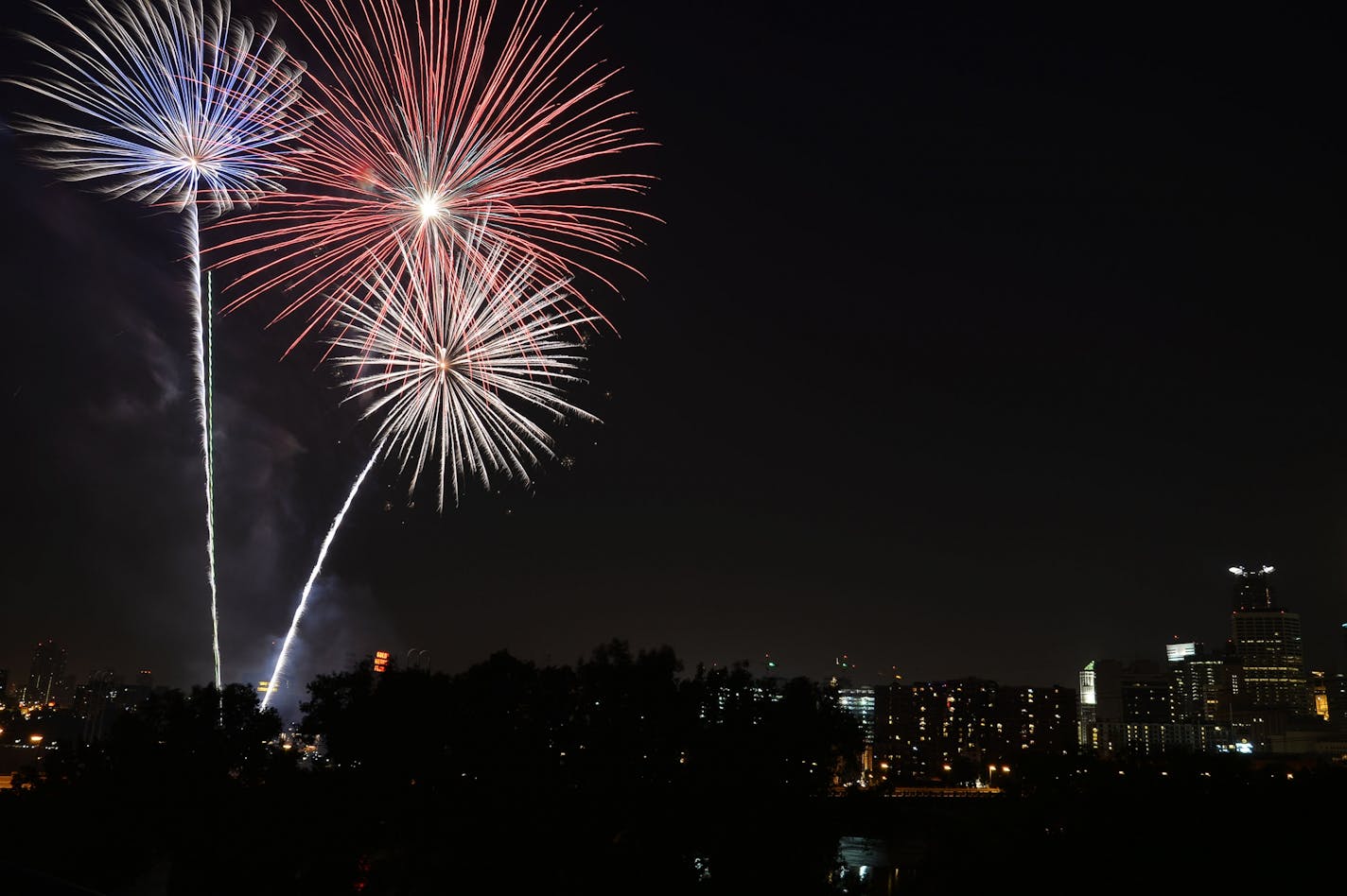 Fireworks were displayed over the Mississippi River in Minneapolis, Minn., on Saturday July 4, 2015. The fireworks were part of the "Red, White & Boom" celebration hosted by the Minneapolis Park and Recreation Board.