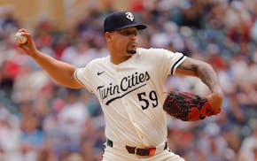 Twins reliever Jhoan Duran pitches against the Kansas City Royals on May 25. He was named the American League's reliever of the month.