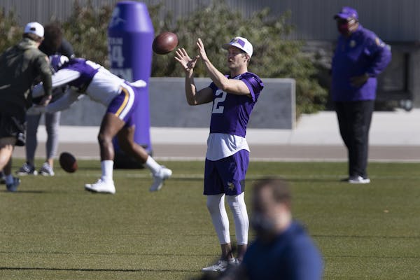 Minnesota Vikings punter Britton Colquitt (2) during practice.] Jerry Holt •Jerry.Holt@startribune.com Vikings practice at TCO Performance Center Th