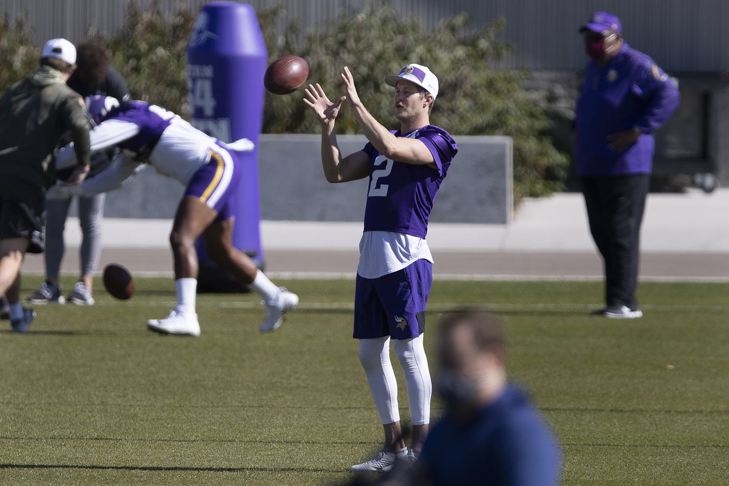 Minnesota Vikings punter Britton Colquitt (2) during practice.] Jerry Holt •Jerry.Holt@startribune.com Vikings practice at TCO Performance Center Thursday October 8,2020 in Eagan ,MN.