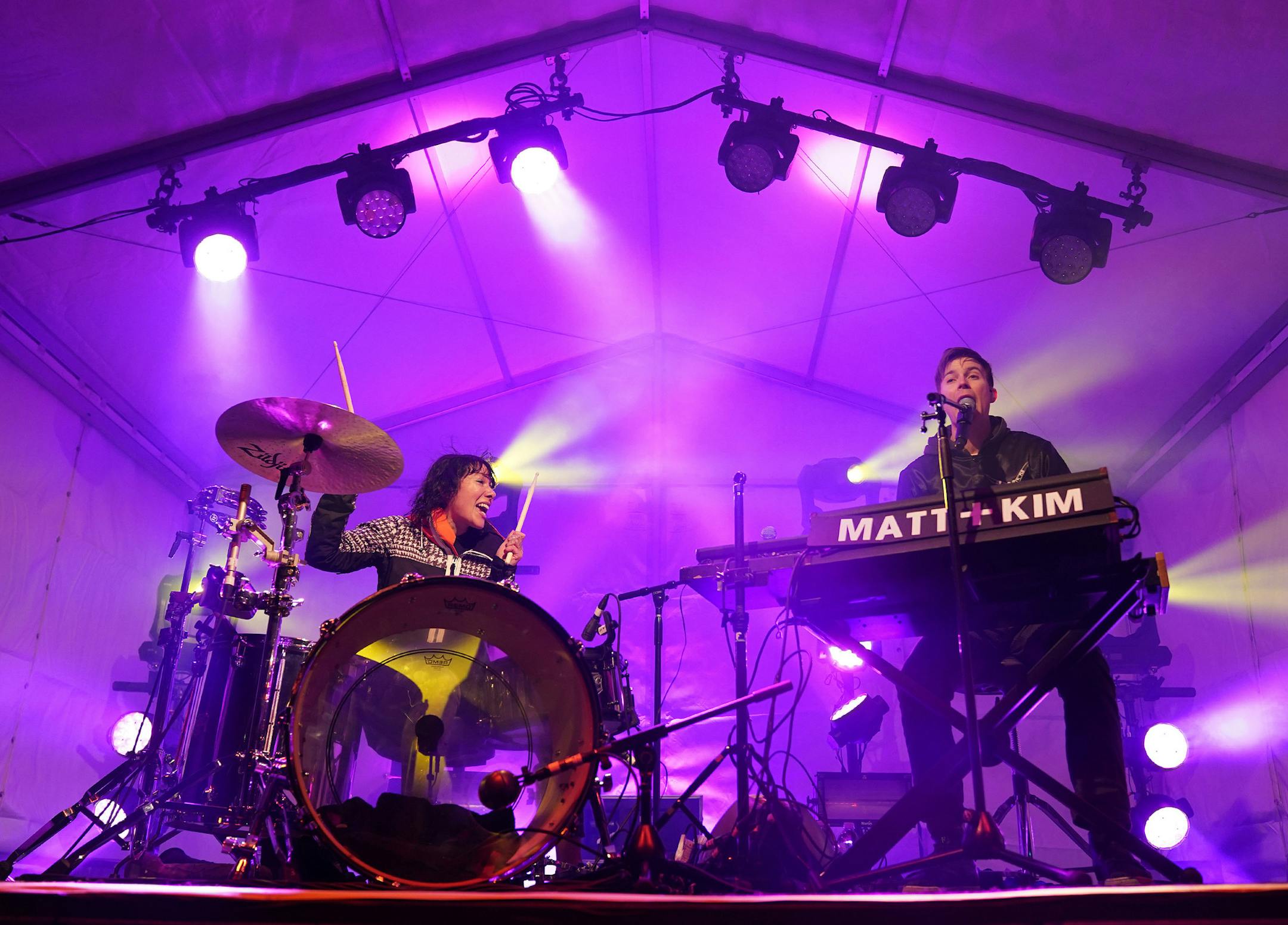 Matt and Kim kept warm on a heated stage as they played a free outdoor concert days after the worst of the polar vortex. ] ANTHONY SOUFFLE • anthony.souffle@startribune.com The Great Northern is hosting a free outdoor concert with Brooklyn-based indie pop duo Matt and Kim just days after the polar vortex Friday, Feb. 1, 2019 on Nicollet Mall in downtown Minneapolis. The Great Northern presented by Target is an annual 10-day winter celebration in Minneapolis and Saint Paul.