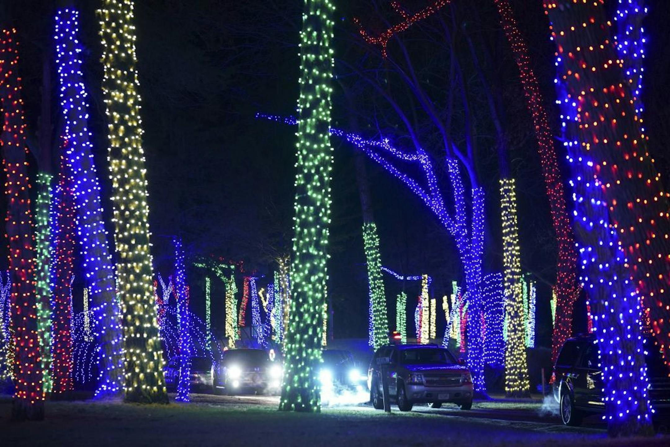 Cars drove though the village during the preview night.