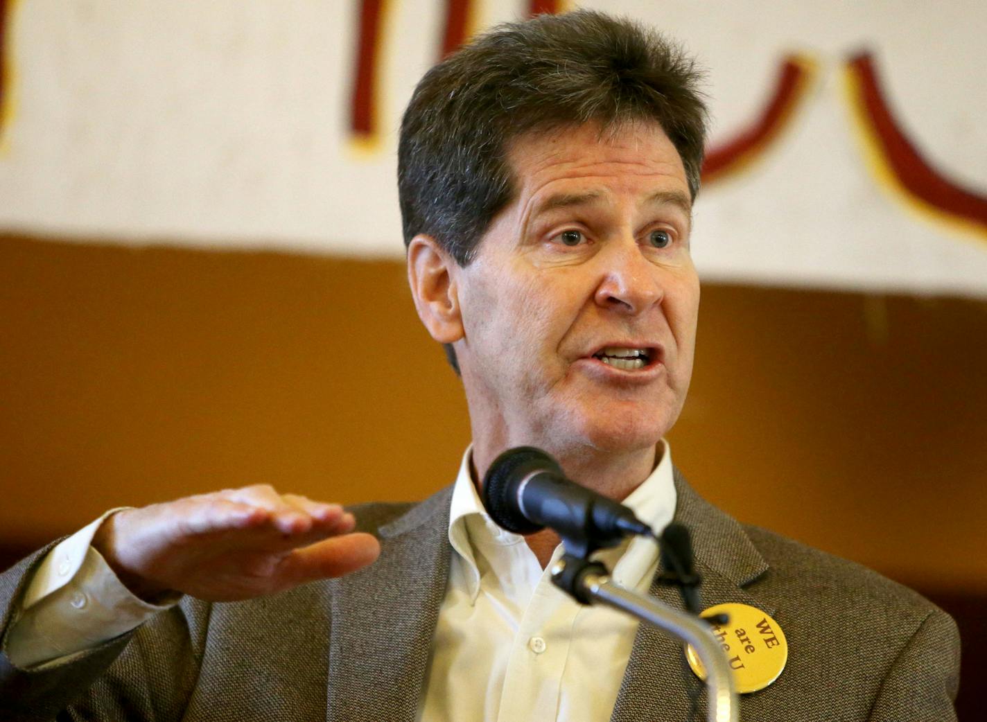 Just hours after the November budget forecast was released, students, parents, teachers and community members rallied at the University Baptist Church in Minneapolis to call that the state budget surplus of $1.87 billion be invested in education instead of tax cuts. Here, Larry Pogemiller, commissioner of the Minnesota Office of Higher Education, bowed his head when a speaker addressed the gathering at University Baptist Church Thursday, Dec. 3, 2015, in Minneapolis, MN.](DAVID JOLES/STARTRIBUNE