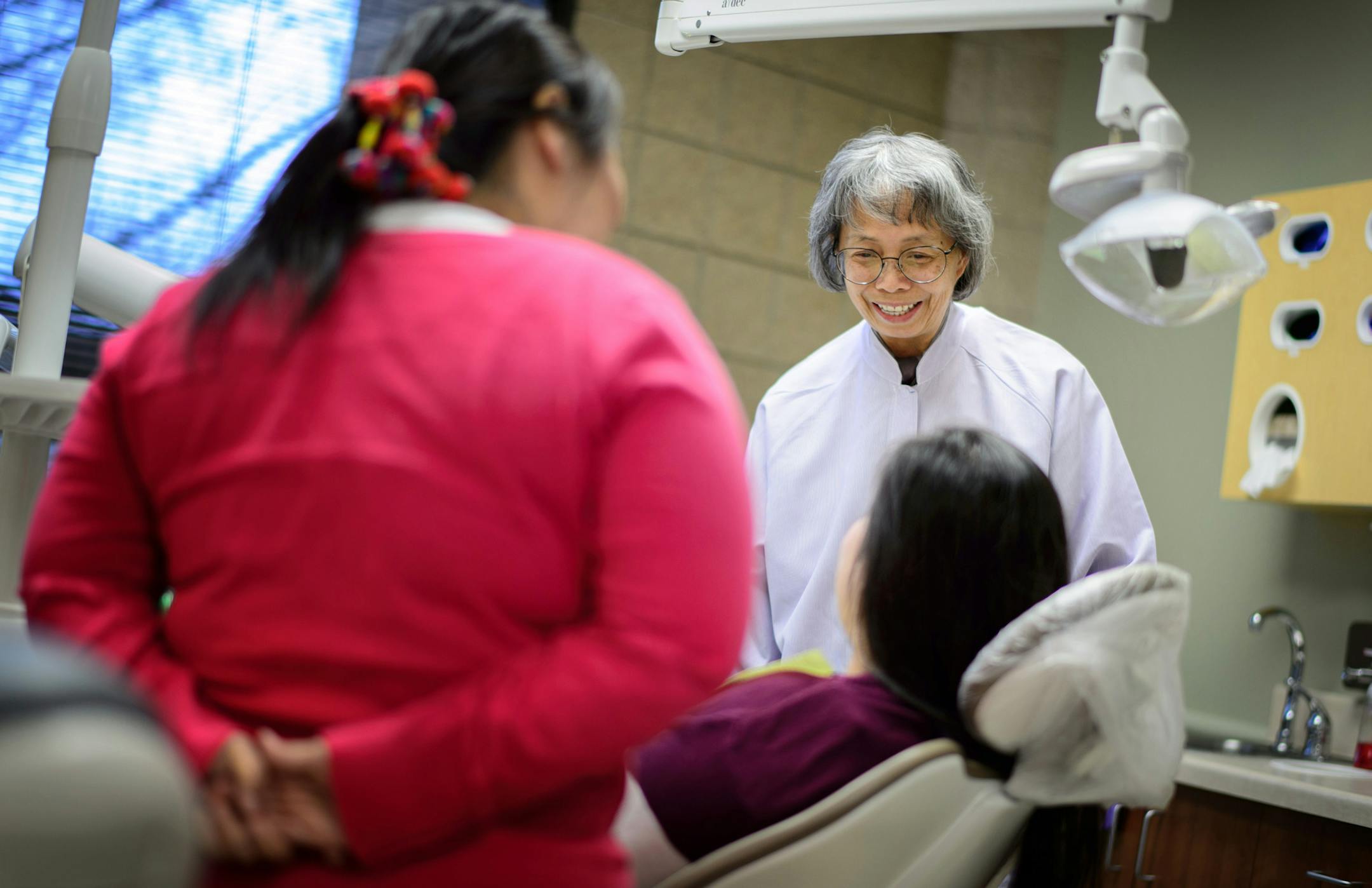 Dr. Vacharee Peterson, CEO of Community Dental Care stopped to speak with one of the clinic's patients who was being treated with the help of an interpreter, left. ] GLEN STUBBE * gstubbe@startribune.com Tuesday, April 5, 2016 Minnesota often ranks near the top of the nation in measures of health and children's health, but it's not true for dental care. Low reimbursement rates and dentist shortages in some areas means more than half of children enrolled in the state's Medical Assistance program