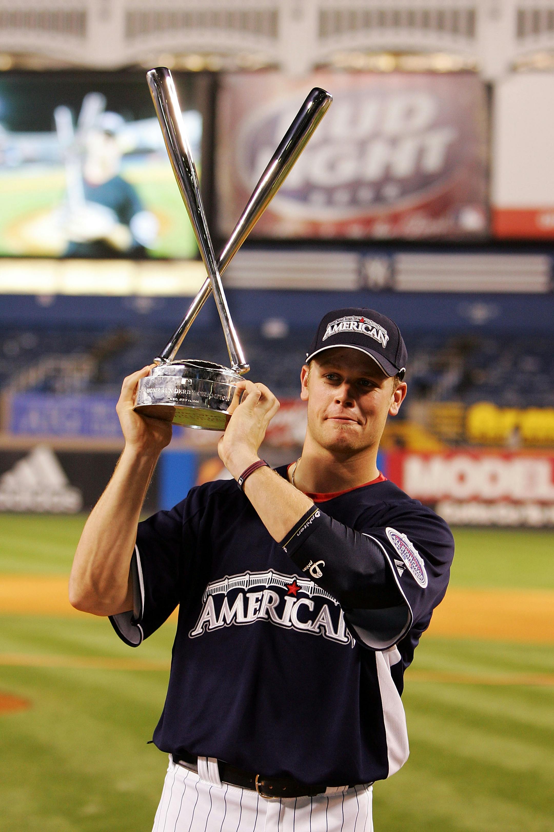 Justin Morneau held the trophy on Monday for the 2008 home-run derby: a gracious winner.