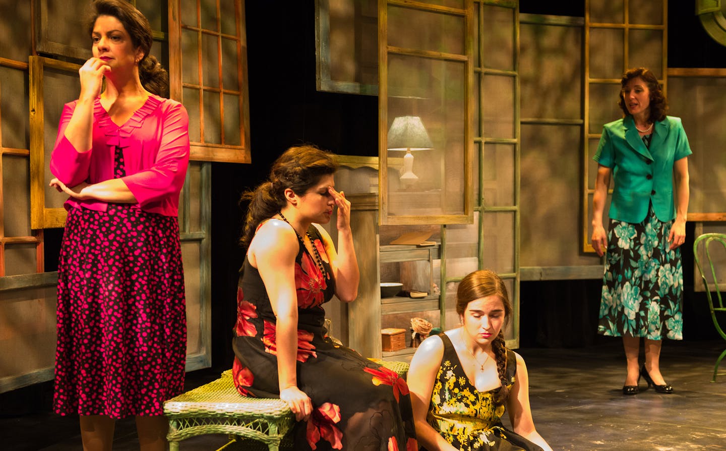 Adlyn Carreras (Patria), Claudia de Vasco (Minerva),Thallis Santesteban (Maria Teresa) and Maggie Bofill (Dedel) in "In the Time of the Butterflies" at Mixed Blood Theatre. PHOTO CREDIT: Rich Ryan