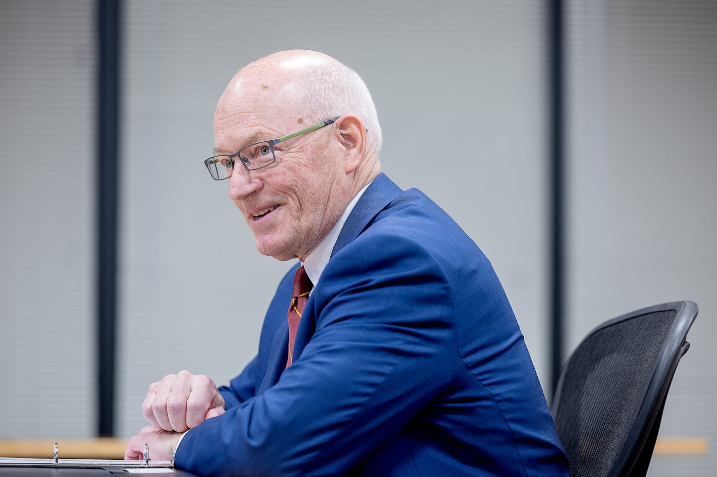 Myron Frans, the U's senior vice president for finance and operations, interviews before the University of Minnesota Regents for the position of interim president job in Minneapolis, Minn., on Monday, May 8, 2023. ] Elizabeth Flores • liz.flores@startribune.com