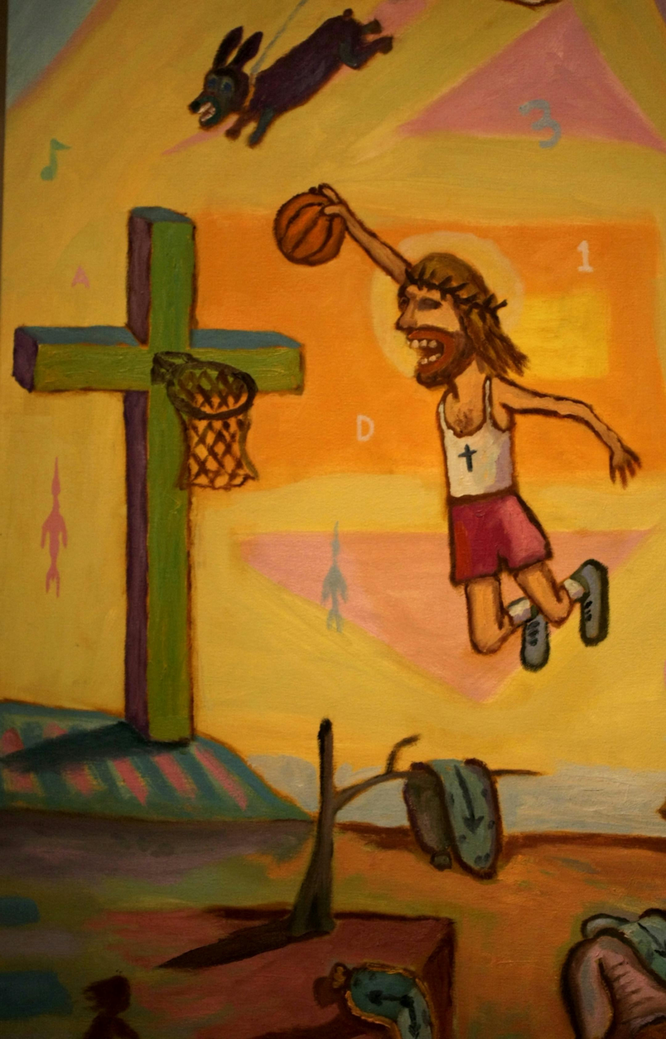 COPY OF ORIGINAL ARTWORK - by artist Jim Denomie, - detail from " The Creative Oven" 12 x 7 ft oil on cancvas- on display at the Bockley Gallery