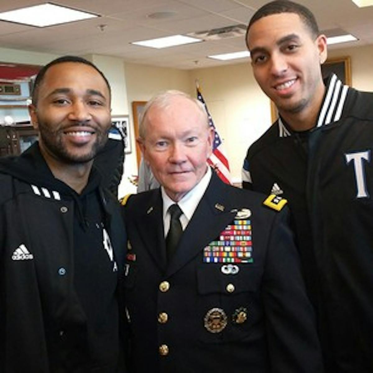 Mo Williams, left, posted this Instagram image of him with Joint Chiefs of Staff Chairman Martin Dempsey, center, and Kevin Martin.