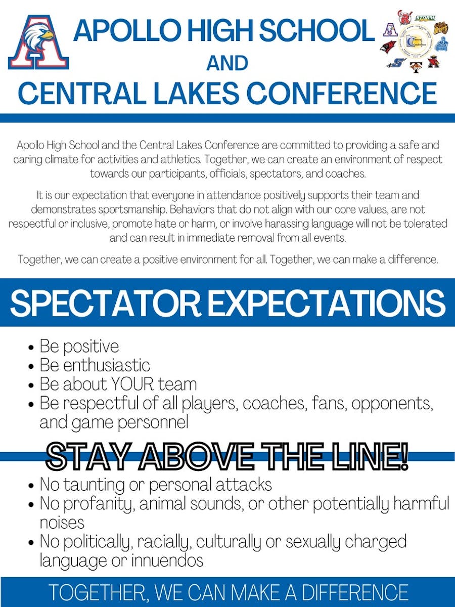 St. Cloud school district buildings have posters reminding spectators to “stay above the line” regarding taunting or harassment. 
