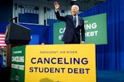 President Joe Biden departs after recently delivering remarks on student loan debt at Madison College in Madison, Wis.