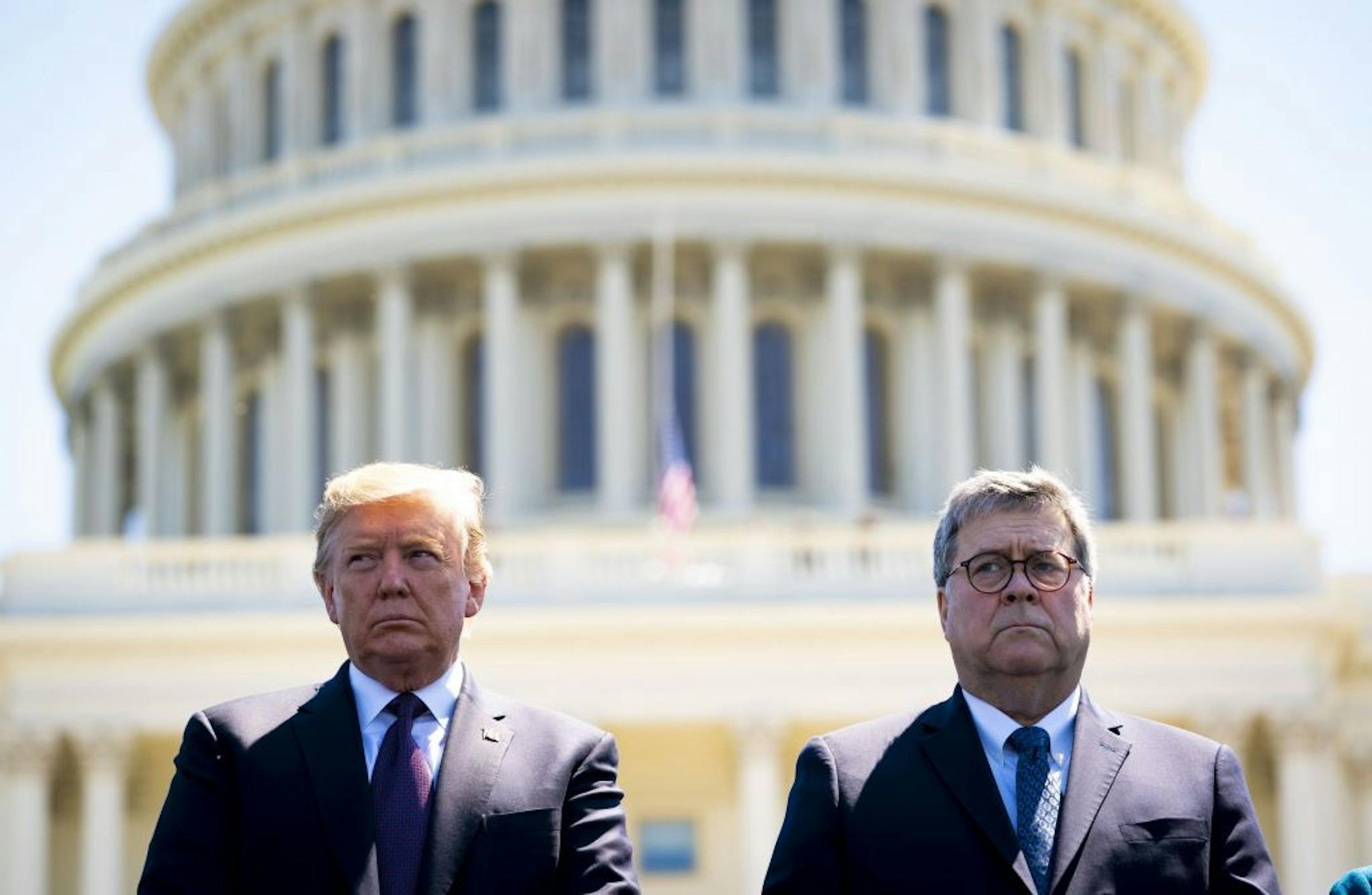 President Donald Trump and Attorney General William Barr during a ceremony on Capitol Hill in May.