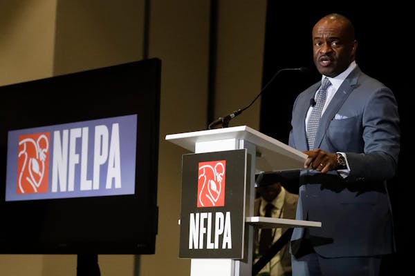 Executive director DeMaurice Smith, of the NFL Players Association, speaks at the annual state of the union news conference Thursday, Jan. 30, 2020, i