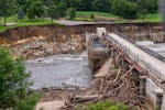 The west bank of the river at the Rapidan Dam near Mankato, photographed Tuesday, has seen major erosion from recent flooding.