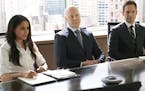 SUITS -- "Bad Man" Episode 712 -- Pictured: (l-r) Meghan Markle as Rachel Zane, Patrick J. Adams as Mike Ross -- (Photo by: Ian Watson/USA Network) OR