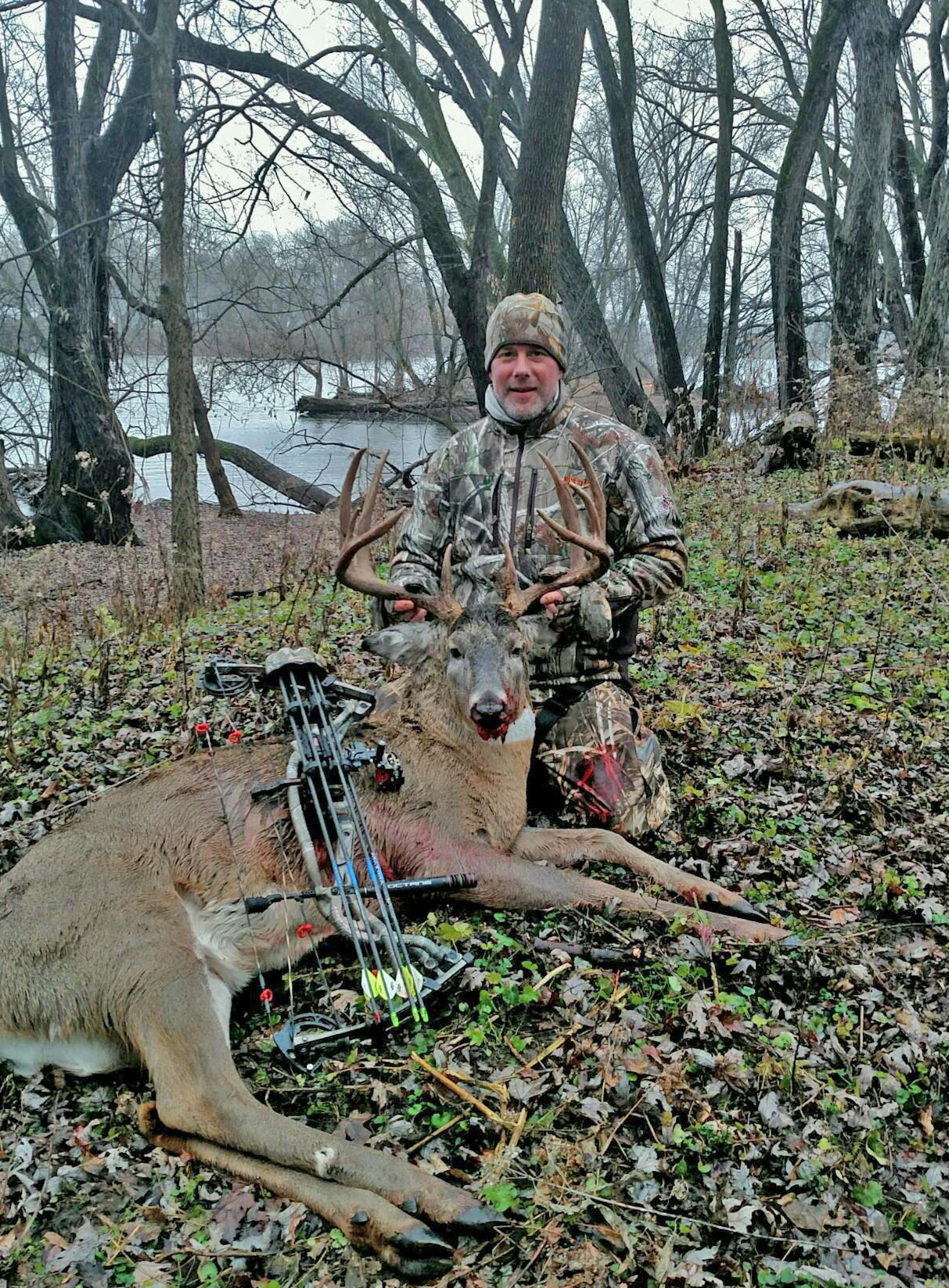 Scott Welsh, 44, had to keep still for three hours as this 10-point buck slept 75 yards away, then finally wandered toward him.