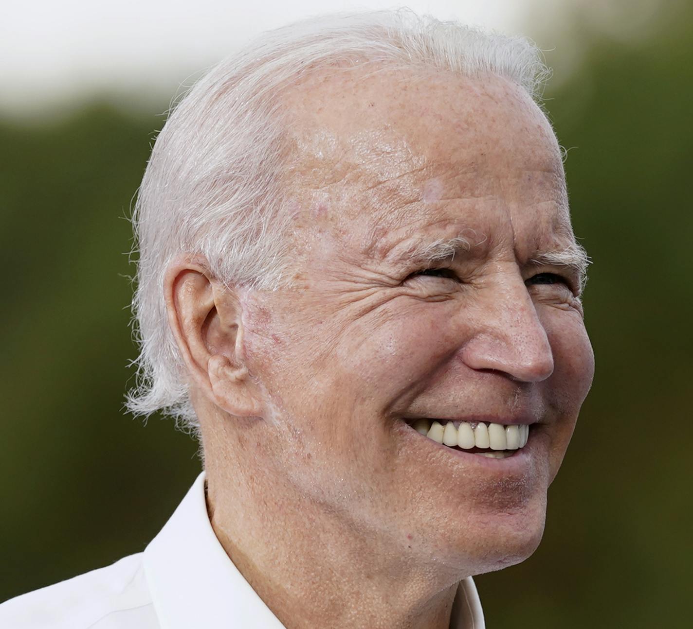 Democratic presidential candidate former Vice President Joe Biden arrives to speak at a drive-in rally at Cellairis Amphitheatre in Atlanta, Tuesday, Oct. 27, 2020. (AP Photo/Andrew Harnik)