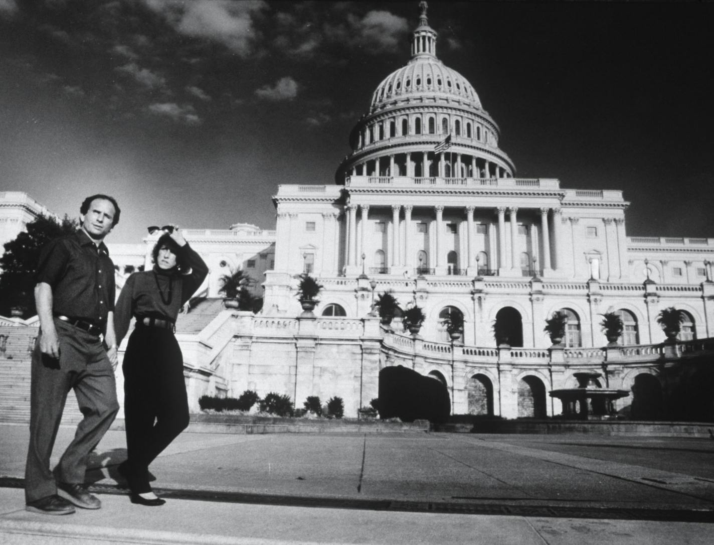 In this 1991 file photo, Paul, left, and Sheila Wellstone take a stroll around the Capitol during a trip in which they moved into an apartment in Washington, D.C., as the Senator immersed himself in his new job. (AP Photo/Star Tribune, Joey McLeister)