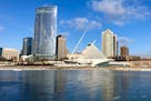 This Feb. 8, 2019 photo shows a view Milwaukee's skyline along Lake Michigan. Democrats selected Milwaukee to host their 2020 national convention Mond
