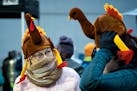 Spectators donned their turkey hats at the beginning of the 30th annual Lifetime Turkey Day Turkey Trot in downtown Minneapolis. Temperatures were in 