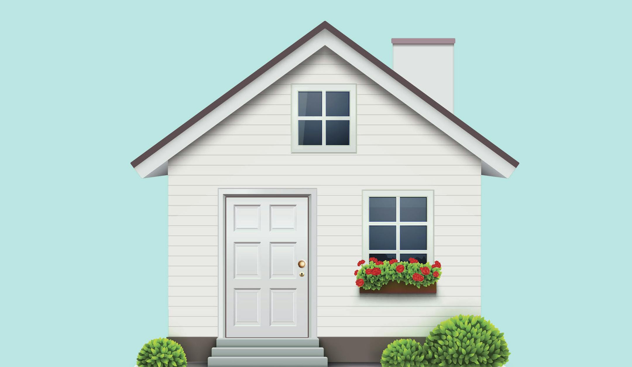 Vector illustration of cool detailed house icon isolated on white background.