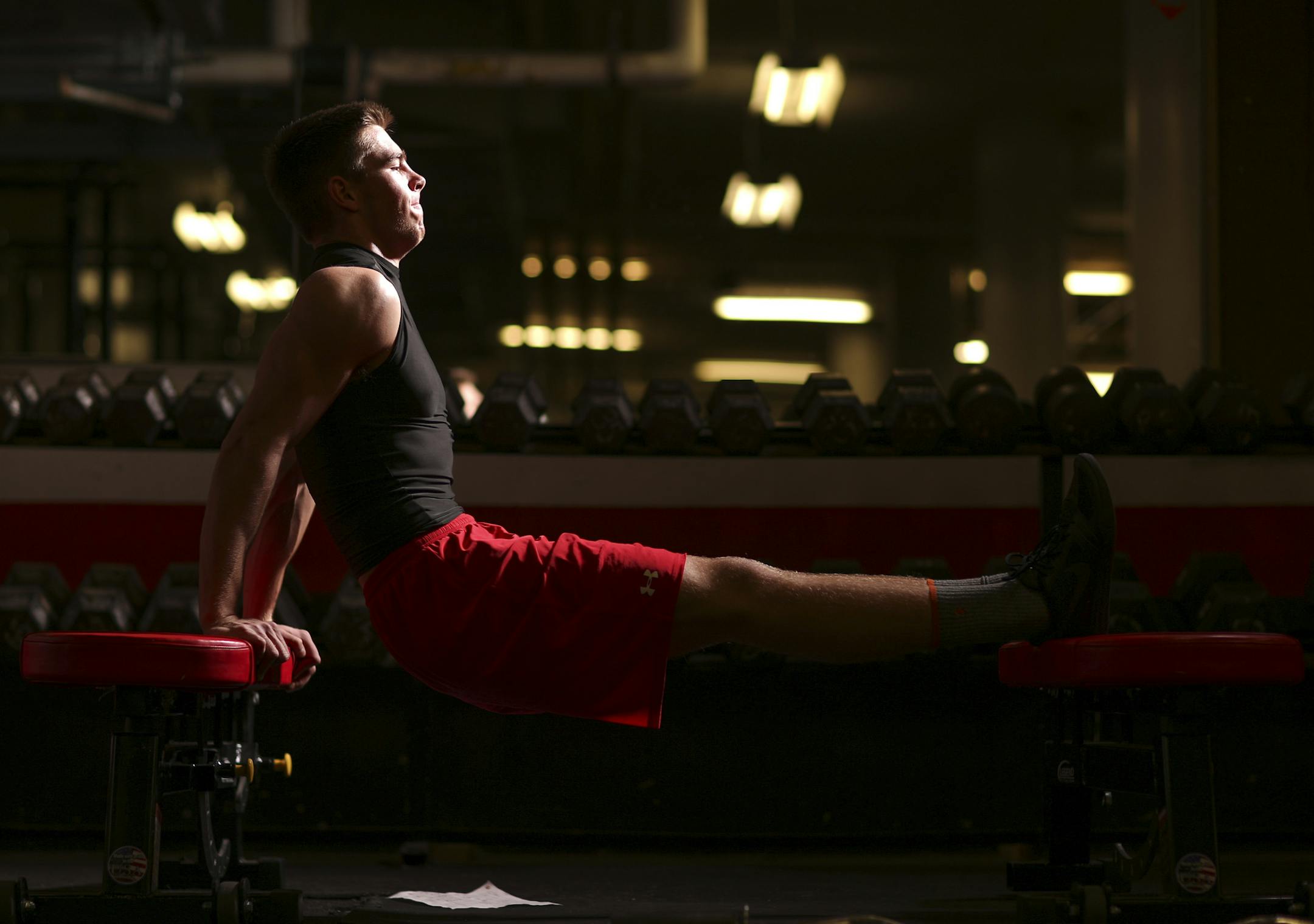 Carter Coughlin worked out in the weight room at Eden Prairie High School Wednesday after school. ] JEFF WHEELER &#x201a;&#xc4;&#xa2; jeff.wheeler@startribune.com Eden Prairie junior Carter Coughlin has drawn a fair amount of college recruiting attention for his football prowess. He weighed in on the relative importance of high school rating services in an interview after school Wednesday, January 21, 2015.