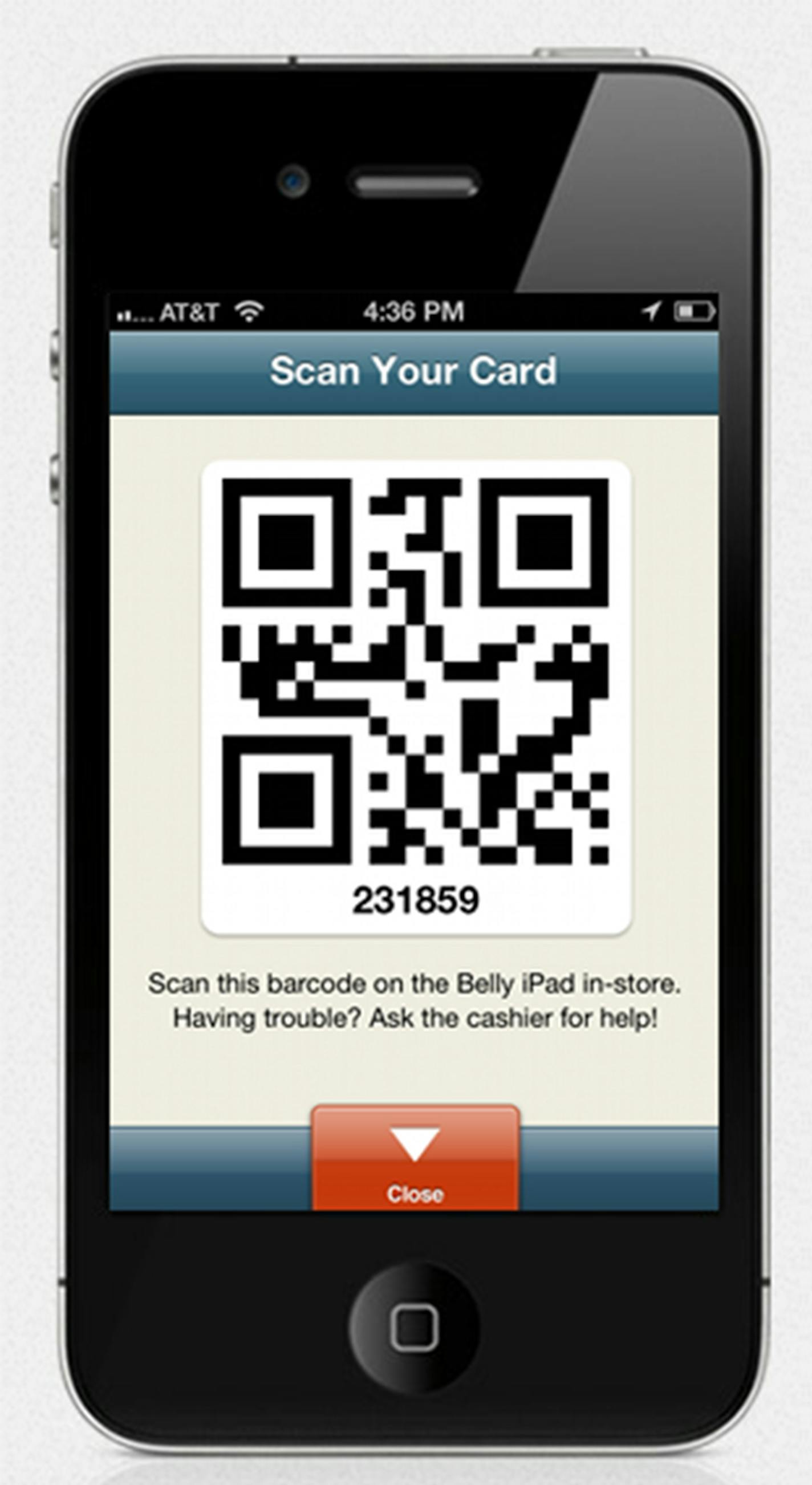 D. Brian's reward card via the app Belly