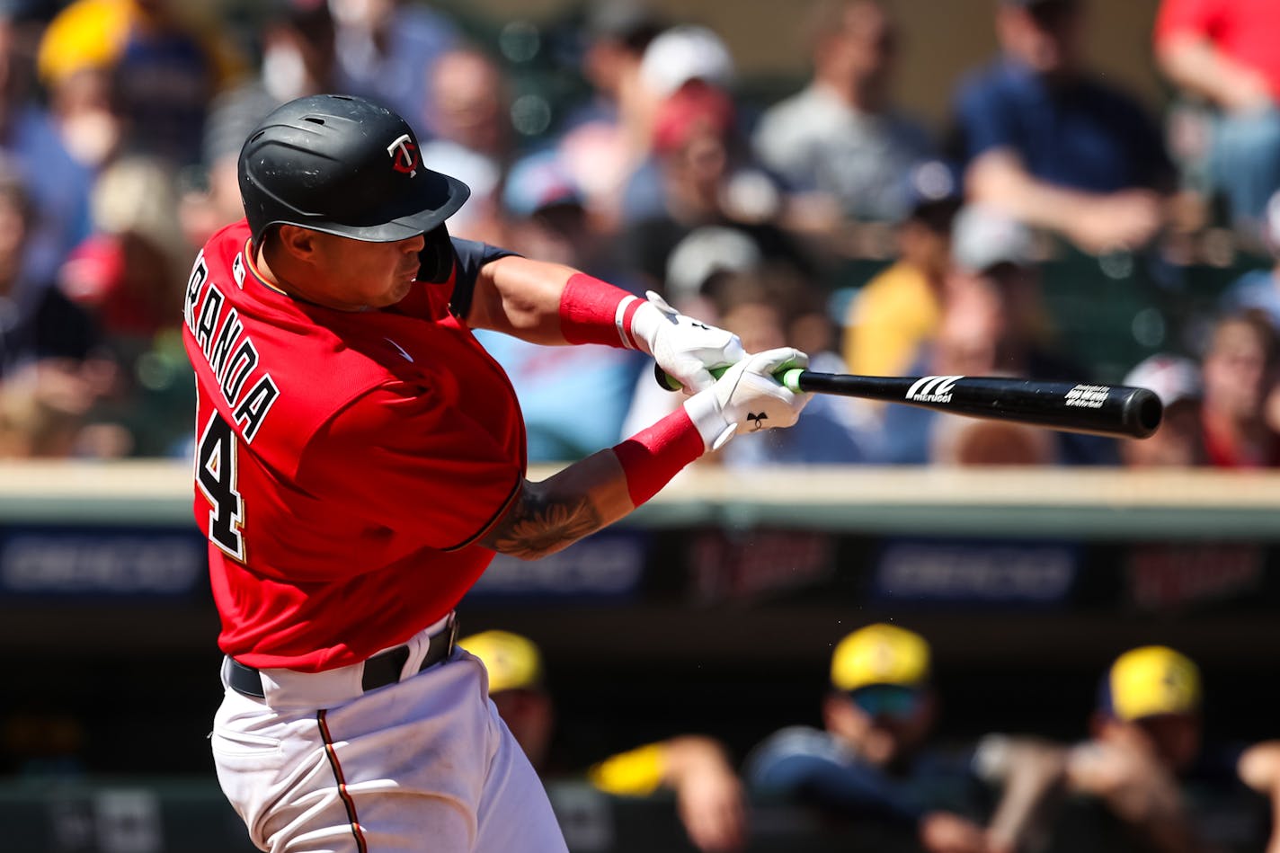 Jose Miranda of the Twins hit a three-run, walk-off home run against the Brewers at Target Field on Wednesday