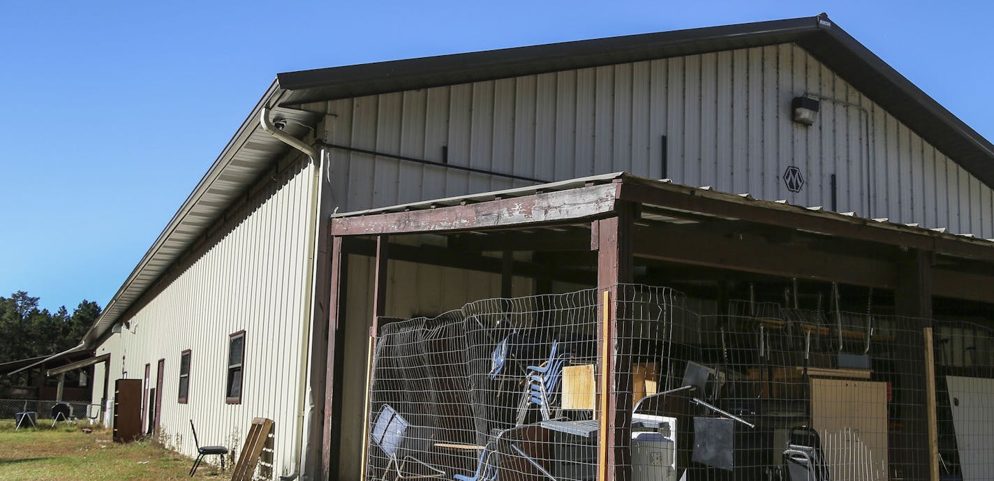 Bug-O-Nay-Ge-Shig High School was once a pole shed for vehicle maintenance and turned into a high school and is lacking much, including storage space. These chairs and desks were seen in an exterior storage space Tuesday, Oct. 21, 2014, in Bena, MN.](DAVID JOLES/STARTRIBUNE)djoles@startribune The Bug O Nay Ge Shig School is a culturally based alternative school that opened in 1975 with a mission of serving Ojibwe children and has matured into a fully accredited educational program. Bug School is