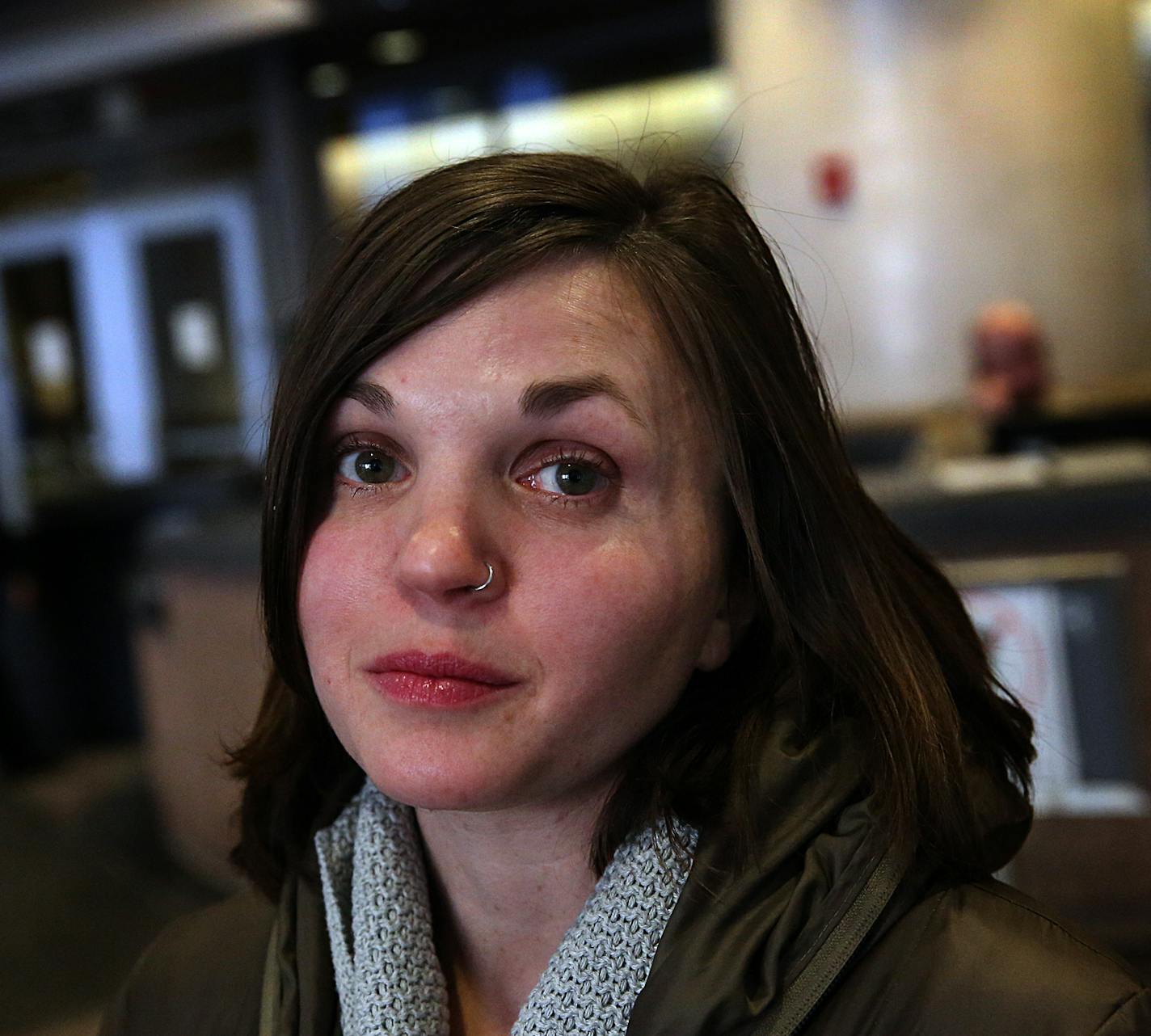 Sarah Schachtele is a social worker with the Hennepin County Integrated Access Team who meets with a inmates at the jail in downtown Minneapolis, in an effort to get social services for them. Schachtele was photographed in the lobby of the Adult Detention Center in Public Safety Facility in downtown Minneapolis. ] JIM GEHRZ &#x201a;&#xc4;&#xa2; james.gehrz@startribune.com / Minneapolis, MN / February 4, 2015 /9:00 AM &#x201a;&#xc4;&#xec; BACKGROUND INFORMATION: County government officials have l