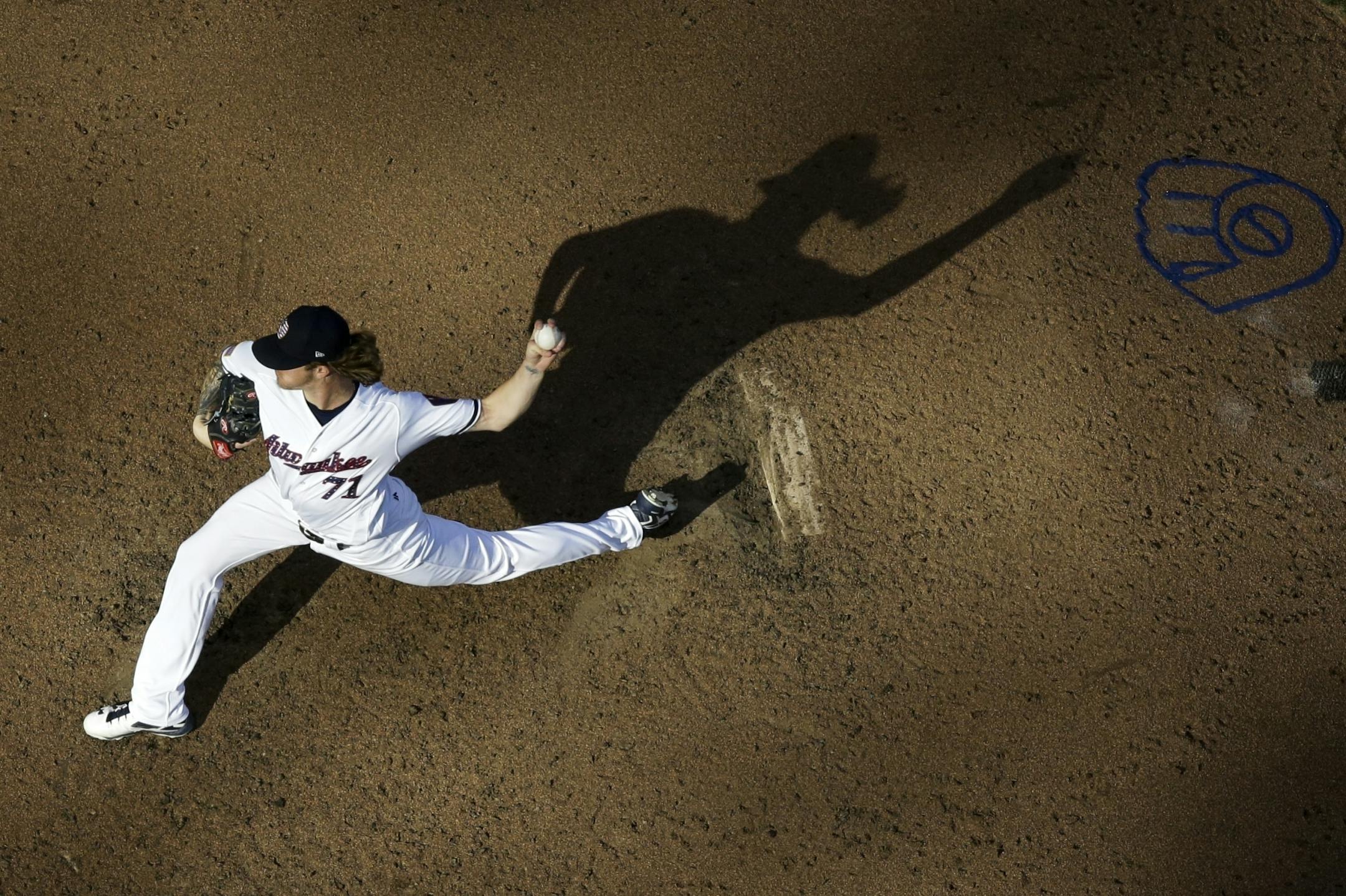 Milwaukee Brewers relief pitcher Josh Hader throws during the seventh inning of a baseball game against the Minnesota Twins Tuesday, July 3, 2018, in Milwaukee.